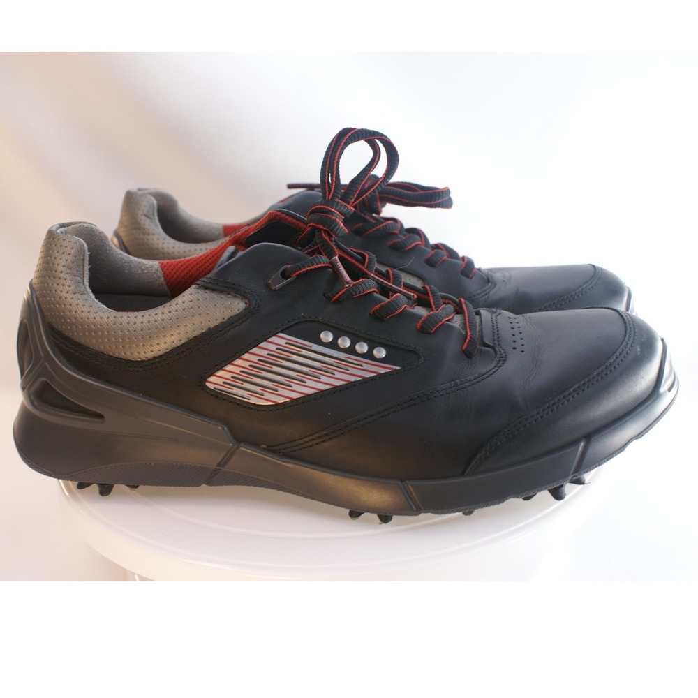 ECCO Biom Hydromax Mens Golf Shoes Spiked Black Leather Red Size EU 41 US‎ 7-7.5